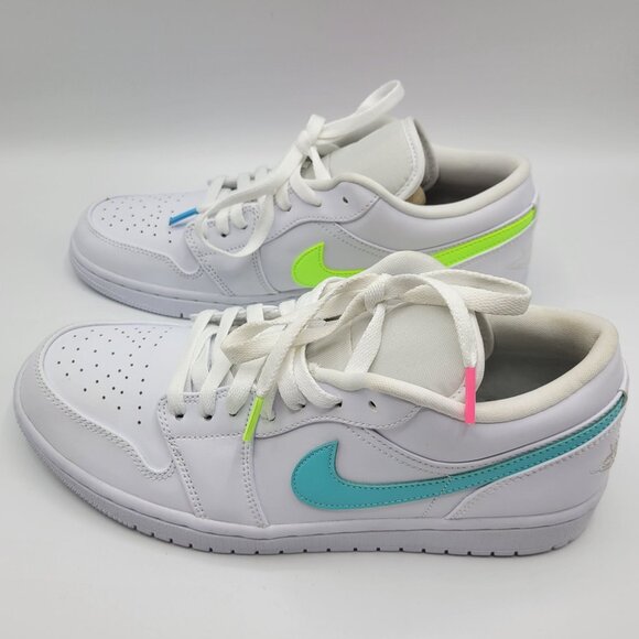 Nike Air Jordan 1 Retro Low Men Size 10 CW7033-100 Swoosh Shoes Whit Multicolor - Picture 7 of 14